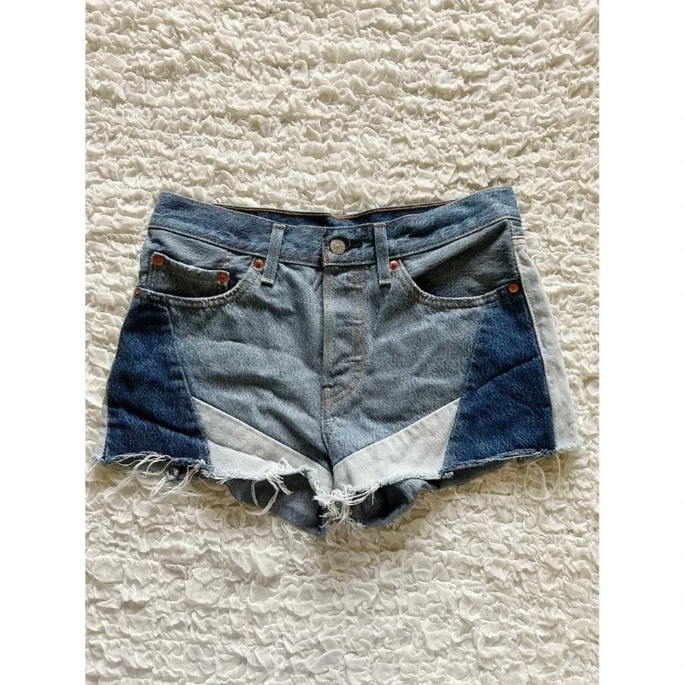 Levis 501 Shorts 27 Patchwork Button Fly Retro 80's 90's Festival